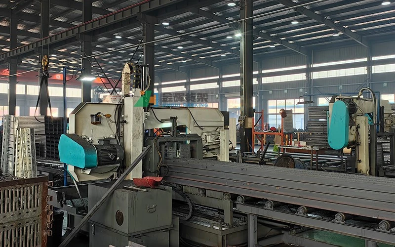 Heavy-duty metal sheet/beam processing machine in workshop
