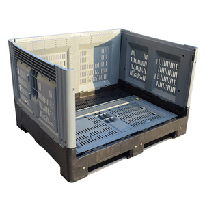 Hdpe Heavy Duty Solid Big Bulk Collapsible Stackable Plastic Pallet Box For Storage