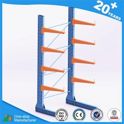 Single Sided Cantilever Pipe Storage Rack installed against warehouse wall